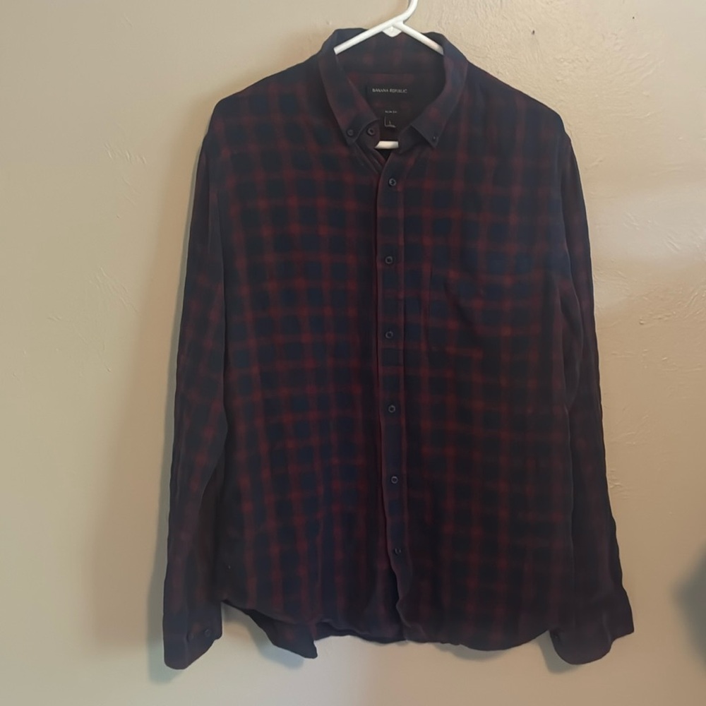 Banana republic slim fit plaid button up‎